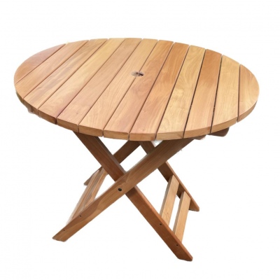 Mesa Madera Redonda Plegable 90x70 Barniz